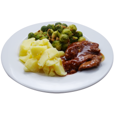 Procureurlap (v) Spruiten met spek Aardappelpuree